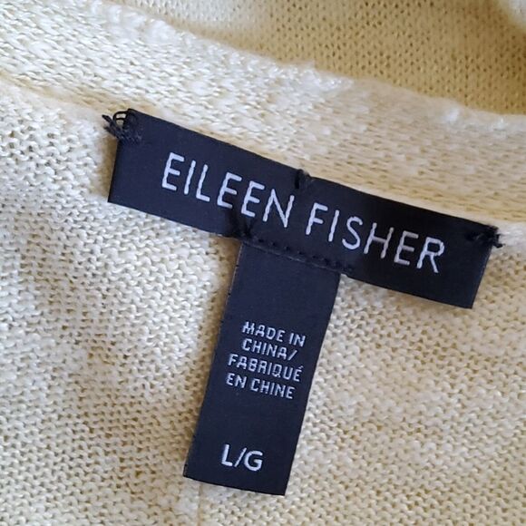 Eileen Fisher Organic Linen Organic Cotton Yellow Sweater Size L - Picture 4 of 5